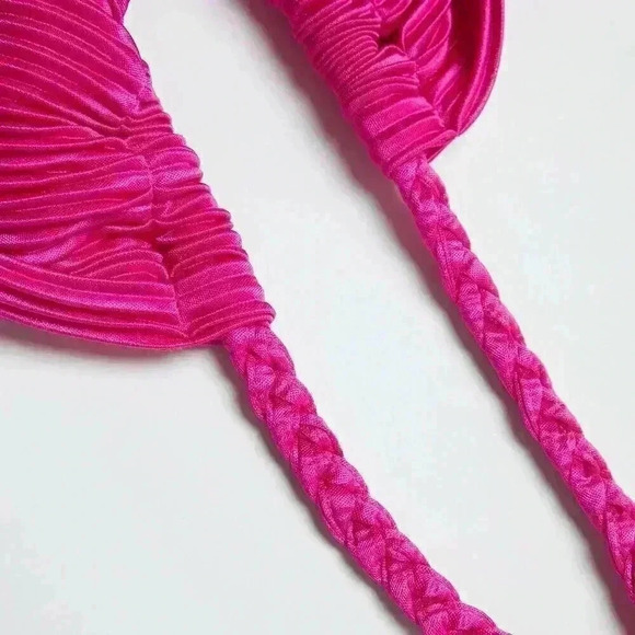 Hot Pink Sexy Women's Plisse Tie Backless Halter Dress - Picture 7 of 8